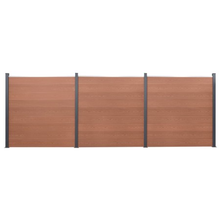 vidaXL Juego de paneles de valla WPC marrón 526x186 cm