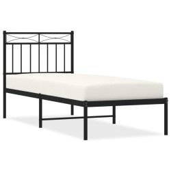 vidaXL Estructura de cama con cabecero metal negro 75x190 cm