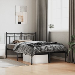 vidaXL Estructura de cama con cabecero metal negro 120x190 cm