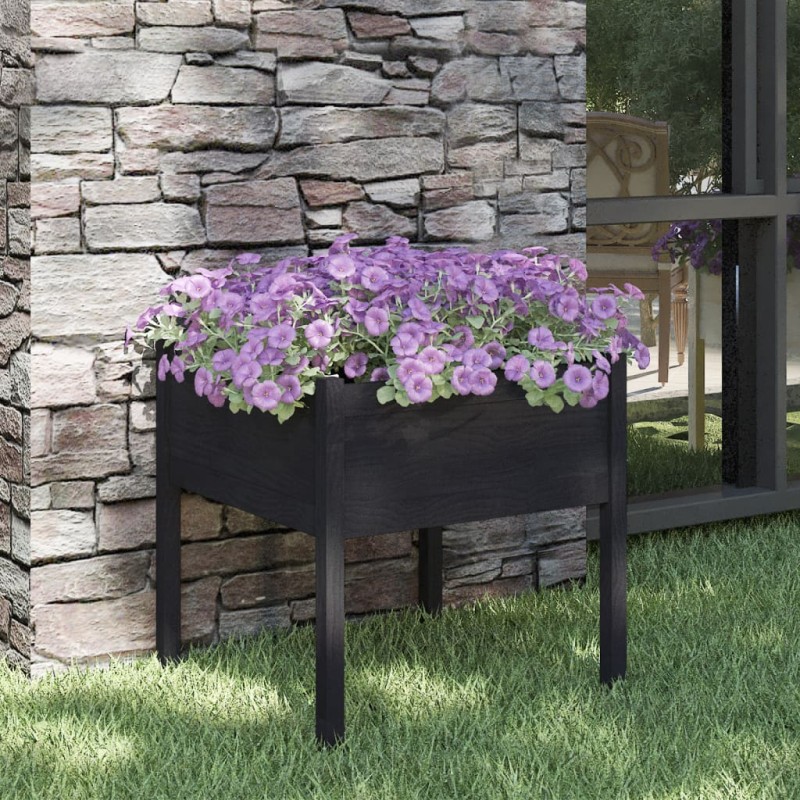vidaXL Jardinera de madera maciza de pino negro 70x70x70 cm vidaXL Jardinera de madera maciza de pino negro 70x70x70 cm