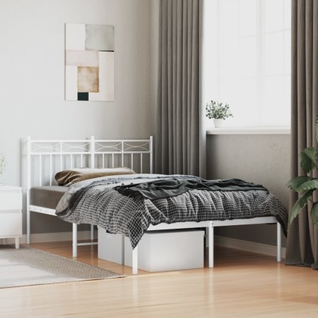 vidaXL Estructura de cama de metal con cabecero blanca 120x200 cm