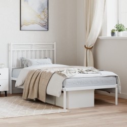 vidaXL Estructura de cama de metal con cabecero blanco 90x200 cm