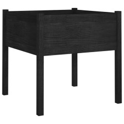 vidaXL Jardinera de madera maciza de pino negro 70x70x70 cm