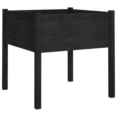 vidaXL Jardinera de madera maciza de pino negro 70x70x70 cm