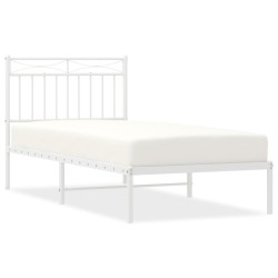 vidaXL Estructura de cama de metal con cabecero blanco 90x200 cm