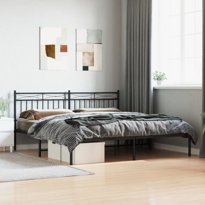 vidaXL Estructura de cama con cabecero metal negro 180x200 cm vidaXL Estructura de cama con cabecero metal negro 180x200 cm