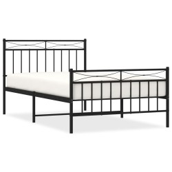 vidaXL Estructura de cama con cabecero y estribo metal negro 100x200cm