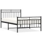vidaXL Estructura de cama con cabecero y estribo metal negro 100x200cm vidaXL Estructura de cama con cabecero y estribo metal negro 100x200cm