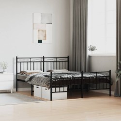 vidaXL Estructura de cama cabecero y pie de cama metal negro 160x200cm