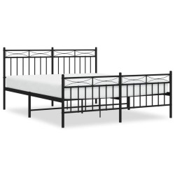 vidaXL Estructura de cama cabecero y pie de cama metal negro 160x200cm