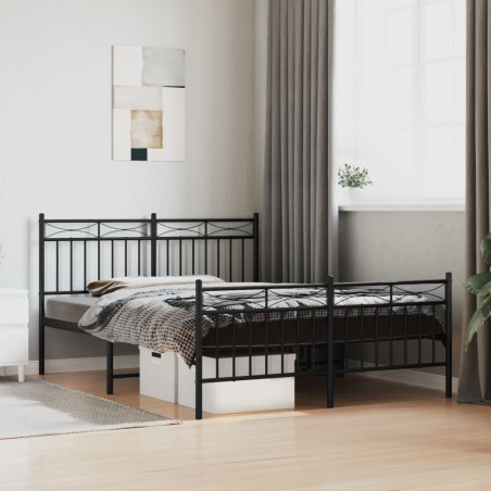 vidaXL Estructura de cama cabecero y pie de cama metal negro 140x200cm