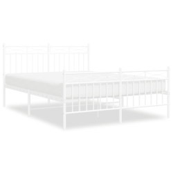 vidaXL Estructura cama metal con cabecero y estribo blanco 140x200 cm