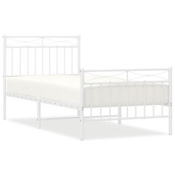 vidaXL Estructura cama metal con cabecero y pie cama blanca 90x190 cm