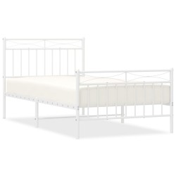 vidaXL Estructura cama metal cabecero y pie de cama blanca 100x190 cm
