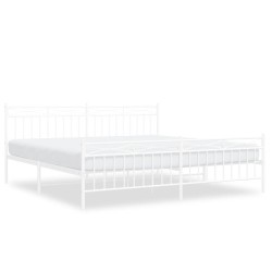 vidaXL Estructura cama metal con cabecero y estribo blanco 200x200 cm