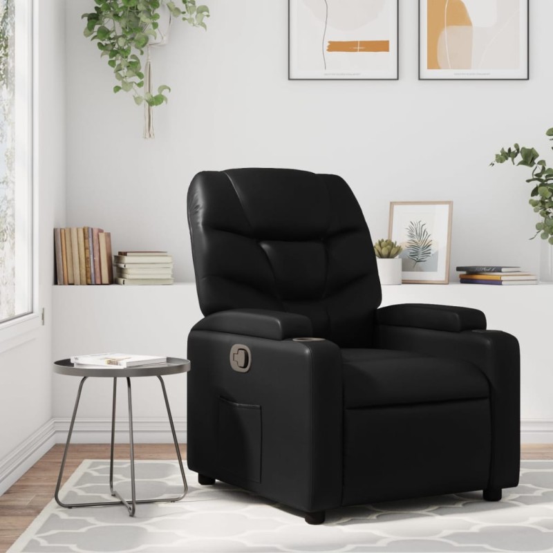 vidaXL Sillón reclinable de cuero sintético negro vidaXL Sillón reclinable de cuero sintético negro