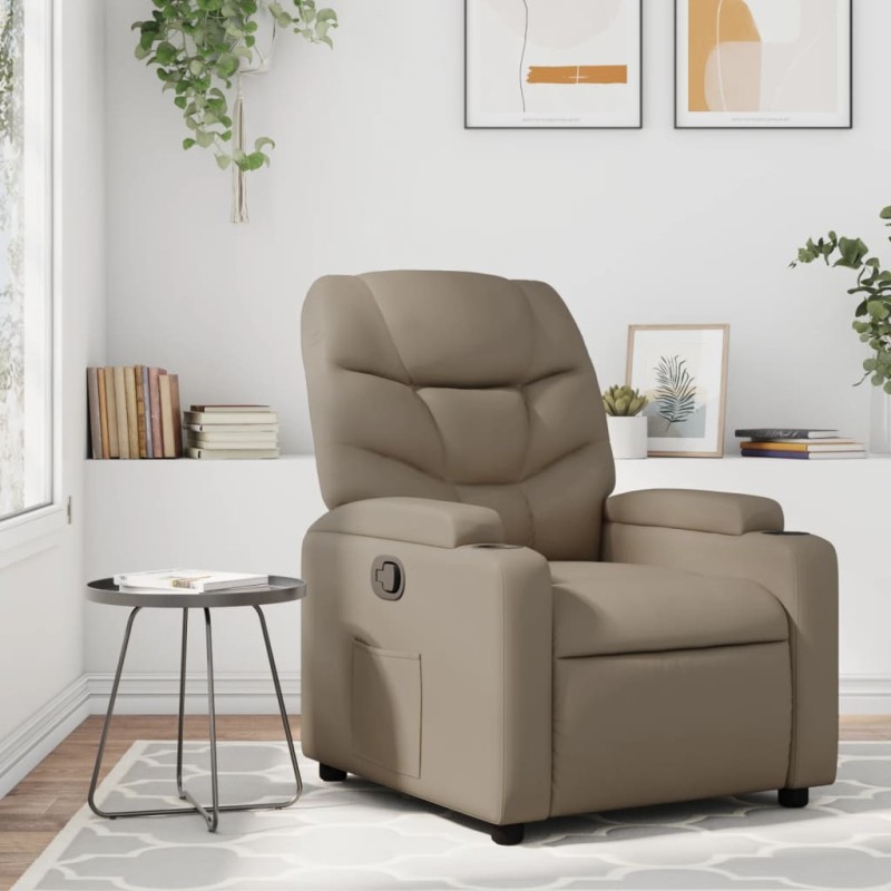 vidaXL Sillón reclinable de cuero sintético color capuchino vidaXL Sillón reclinable de cuero sintético color capuchino