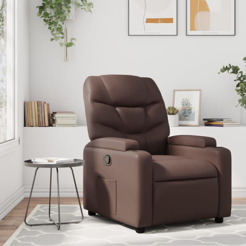 vidaXL Sillón reclinable de cuero sintético marrón vidaXL Sillón reclinable de cuero sintético marrón