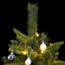 vidaXL Árbol de Navidad artificial con bisagras 300 LED y bolas 210 cm