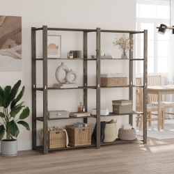 vidaXL Estantería de 5 niveles madera maciza pino gris 170x38x170 cm