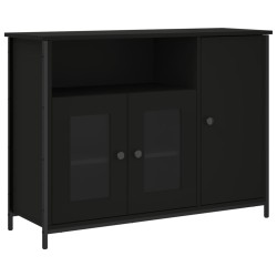 vidaXL Aparador de madera de ingeniería negro 100x35x75 cm