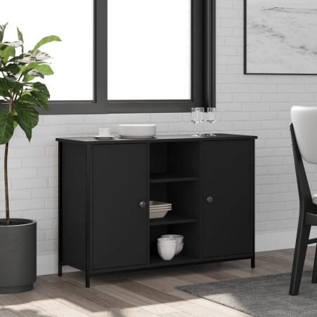 vidaXL Aparador de madera de ingeniería negro 100x35x70 cm