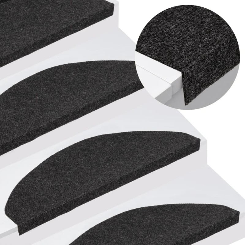 vidaXL Alfombrilla autoadhesiva de escalera 15 uds negra 65x22,5x3,5cm vidaXL Alfombrilla autoadhesiva de escalera 15 uds negra 65x22,5x3,5cm