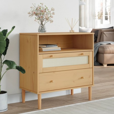vidaXL Aparador SENJA aspecto de ratán madera pino marrón 80x40x80 cm