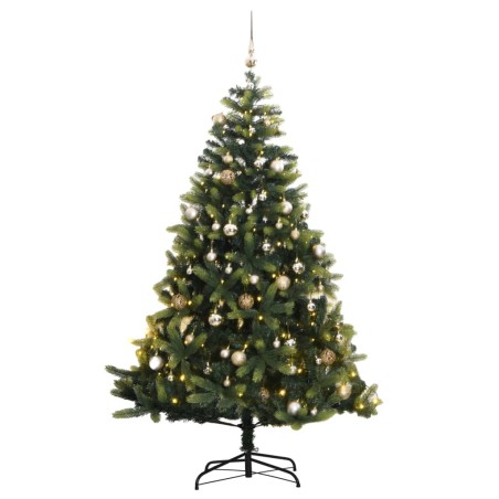 vidaXL Árbol de Navidad artificial con bisagras 300 LED y bolas 180 cm