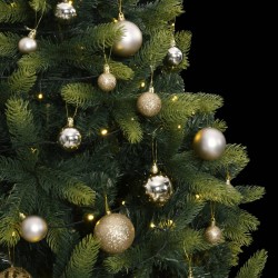 vidaXL Árbol de Navidad artificial con bisagras 300 LED y bolas 240 cm