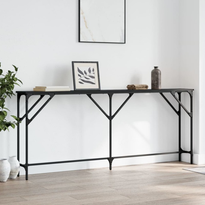 vidaXL Mesa consola madera de ingeniería negro 180x23x75 cm vidaXL Mesa consola madera de ingeniería negro 180x23x75 cm