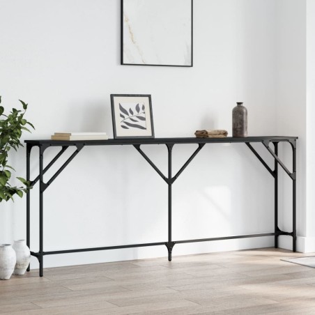 vidaXL Mesa consola madera de ingeniería negro 180x23x75 cm