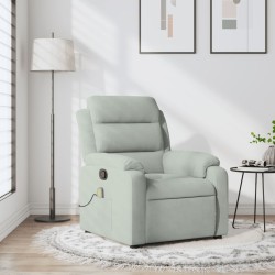 vidaXL Sillón reclinable de masaje terciopelo gris claro