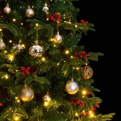 vidaXL Árbol de Navidad artificial con bisagras 300 LED y bolas 210 cm