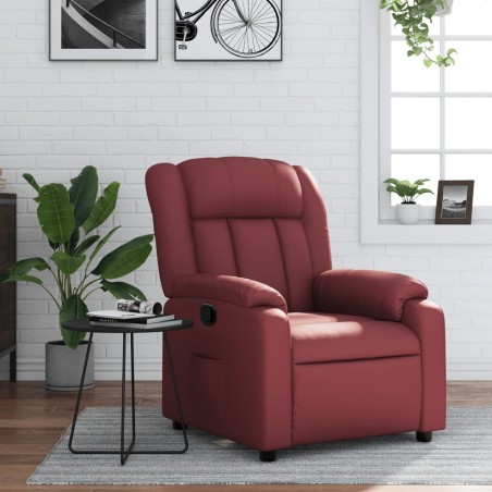 vidaXL Sillón reclinable de cuero sintético rojo tinto