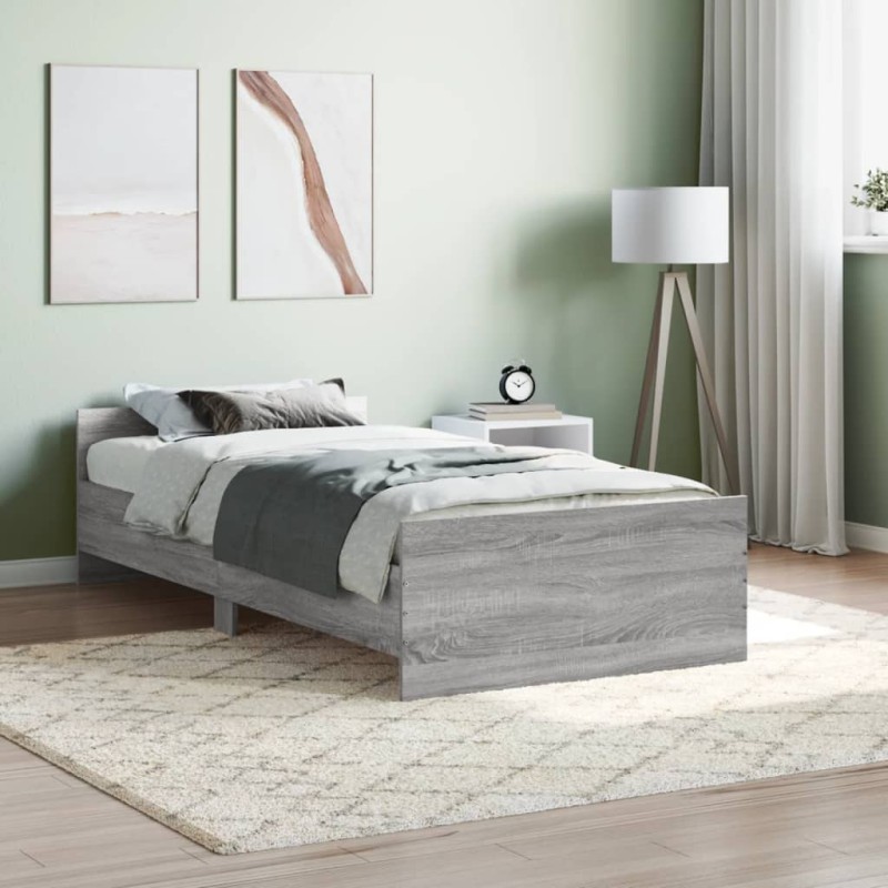 vidaXL Estructura de cama madera contrachapada gris Sonoma 100x200 cm vidaXL Estructura de cama madera contrachapada gris Sonoma 100x200 cm