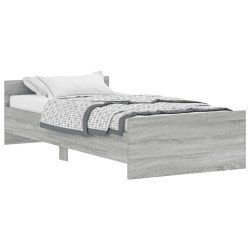 vidaXL Estructura de cama madera contrachapada gris Sonoma 100x200 cm