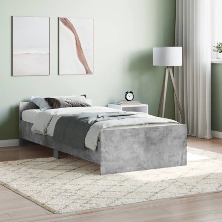 vidaXL Estructura de cama madera contrachapada gris hormigón 90x200cm