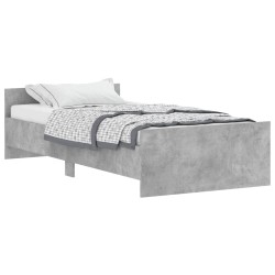 vidaXL Estructura de cama madera contrachapada gris hormigón 90x200cm