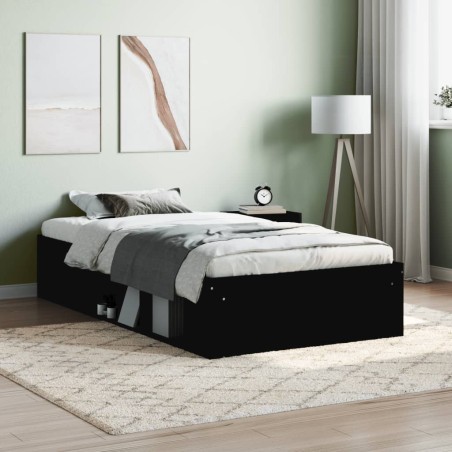 vidaXL Estructura de cama negra 90x190 cm