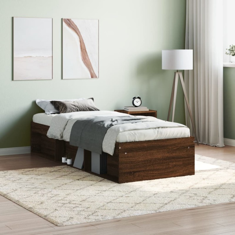 vidaXL Estructura de cama roble marrón 75x190 cm vidaXL Estructura de cama roble marrón 75x190 cm