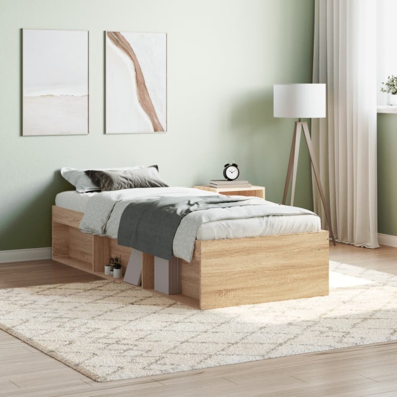 vidaXL Estructura de cama roble Sonoma 75x190 cm vidaXL Estructura de cama roble Sonoma 75x190 cm