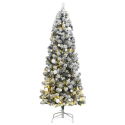 vidaXL Árbol de Navidad artificial con bisagras 300 LED y bolas 180 cm