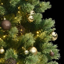 vidaXL Árbol de Navidad artificial con bisagras 300 LED y bolas 210 cm