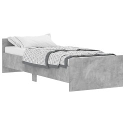 vidaXL Estructura de cama madera de ingeniería gris hormigón 75x190 cm