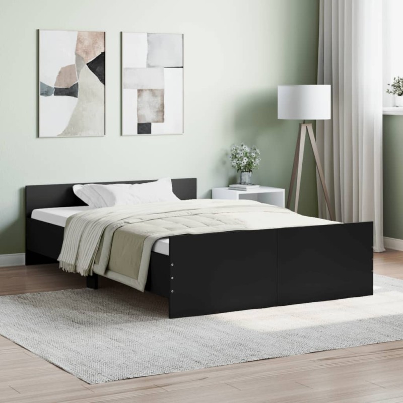 vidaXL Estructura de cama con cabecero piecero negro 120x200 cm vidaXL Estructura de cama con cabecero piecero negro 120x200 cm