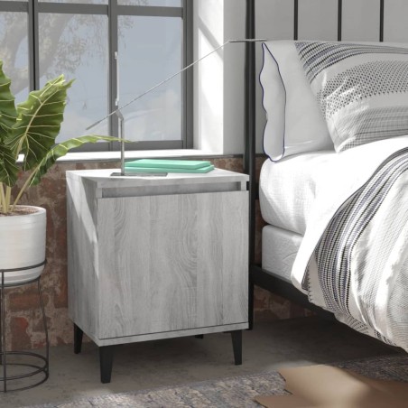 vidaXL Mesita de noche con patas de metal gris Sonoma 40x30x50 cm
