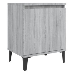 vidaXL Mesita de noche con patas de metal gris Sonoma 40x30x50 cm