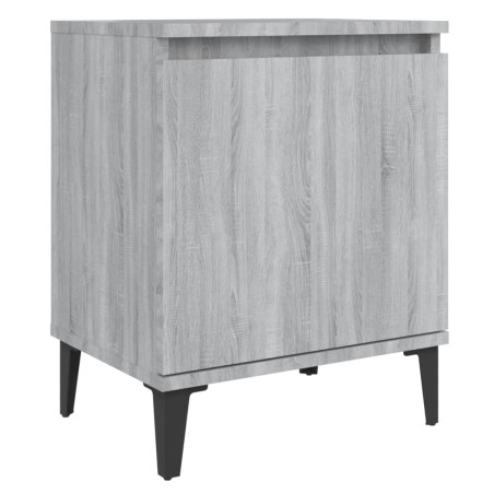 vidaXL Mesita de noche con patas de metal gris Sonoma 40x30x50 cm