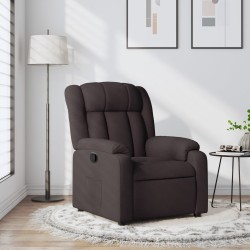 vidaXL Sillón reclinable de tela marrón oscuro